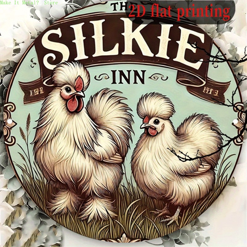 Home Bar Accessories - Vintage The Silkie Inn rundes Blechschild,