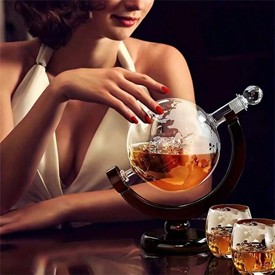 Decanter Globe Set - 1-teiliges/3-teiliges Set Globus-Dekanter, Whisky-Globus-Dekanter, Alkohol-Dekanter, Kristall-Whisky-Dekanter,