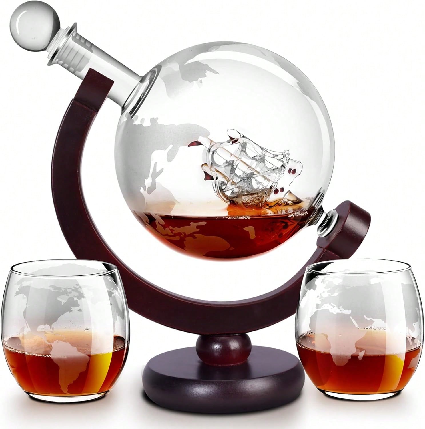 Decanter Globe Set - Whiskey-Dekanter-Globus-Set für Männer, 850ml Likör-Dekanter mit