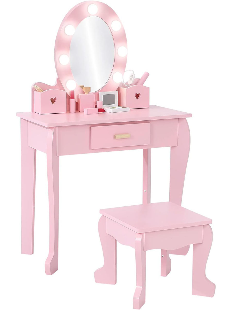 Home Bargains - Kinder-Schminktisch und Hocker-Set mit Licht &