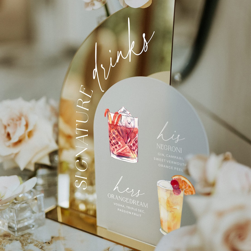 Gold Spiegel Hochzeit Bar Menü – Cocktail Recipe Book Bewertung und Preis