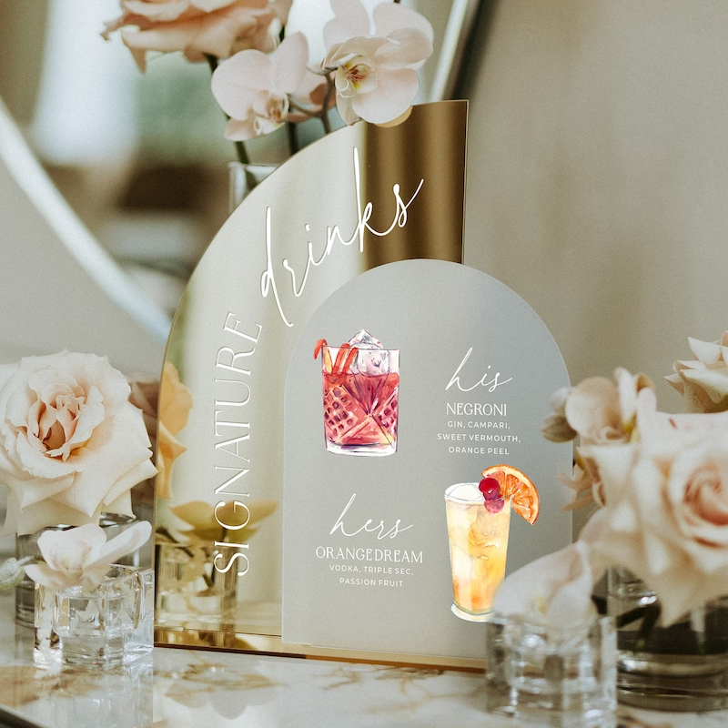 Gold Spiegel Hochzeit Bar Menü – Cocktail Recipe Book Bewertung und Preis